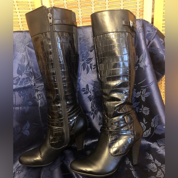 LifeStride women's dressy tall black faux alligator boots size 7 - Picture 15 of 16